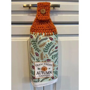 Crochet Top Kitchen Towel- Farm Fresh Autumn Harvest